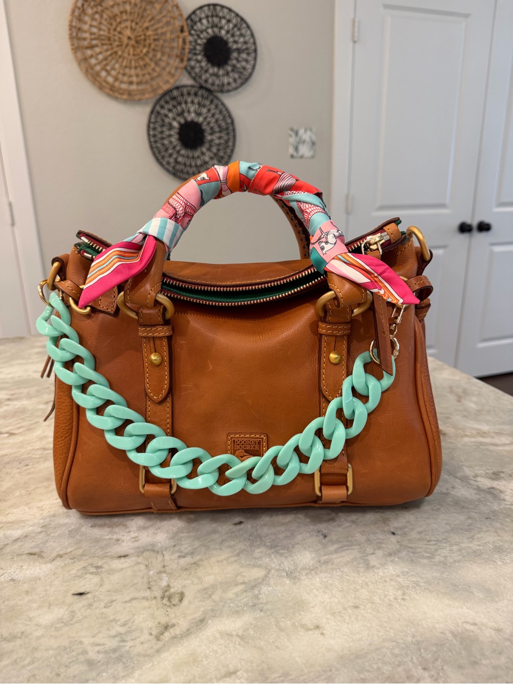 Dooney & Bourke Florentine Satchel Nwt - Scarf And Chain Included